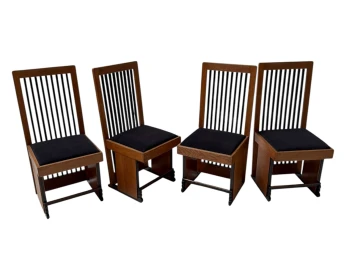Four Art Deco Modernist High Back Dining Chairs by Architect Caspers, 1920s